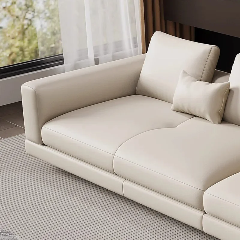 Italian minimalist leather sofa Connelly Villa high-end large flat floor new living room princess sofa combination