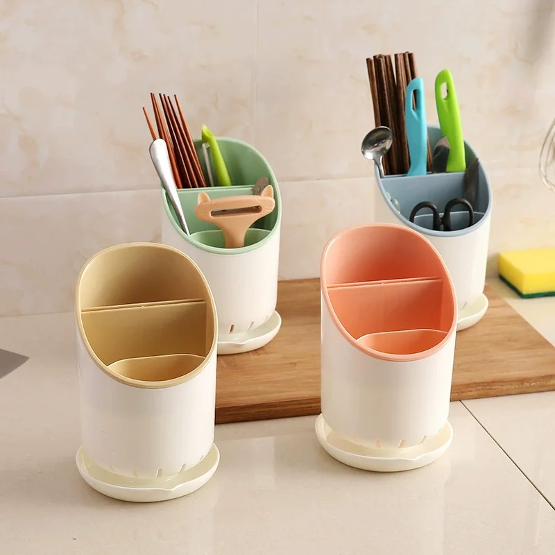 

Kitchen Storage Chopsticks Tube With Drain Plate Tableware Storage Holder Home Kitchen Organizer Rack Chopstick Drain Box