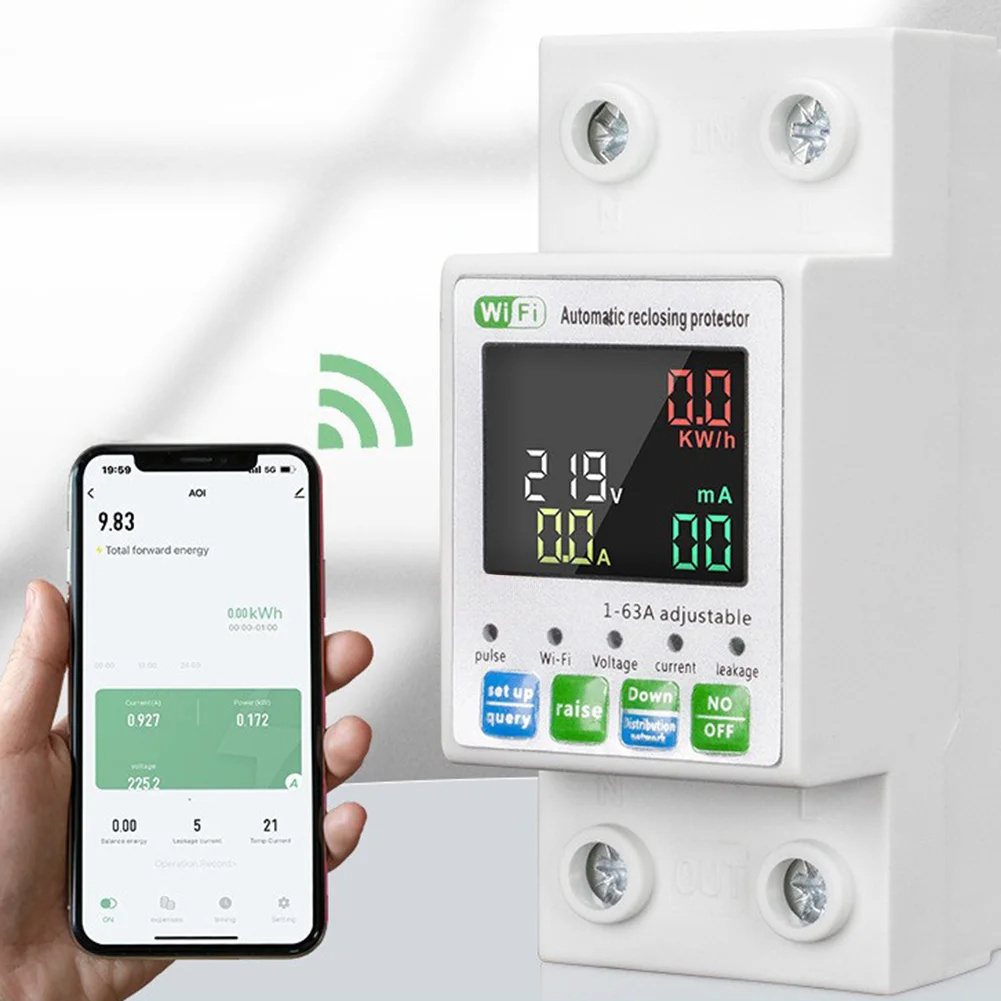 Smart Circuit Breaker Offering Real-Time Leakage Detection Voltage Monitoring and Remote Power Switching AC230V 63A
