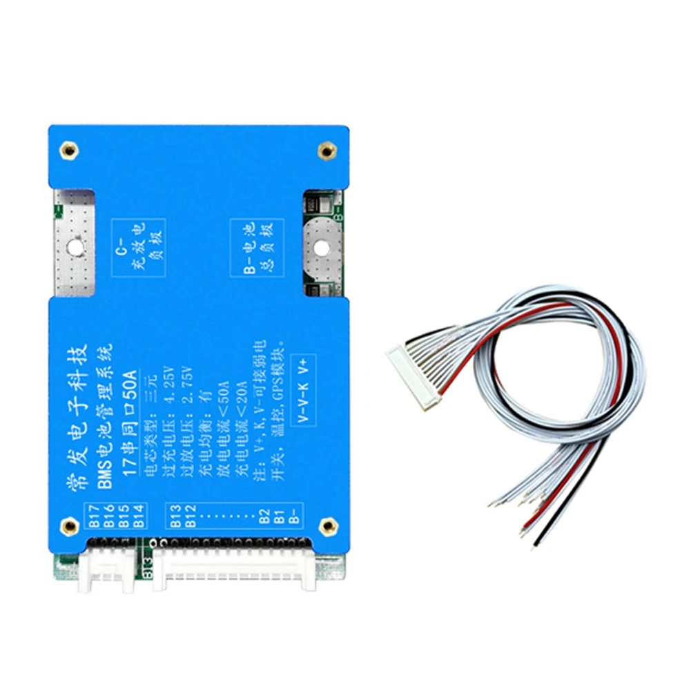 17S 60V Ternary with Equalization Same Mouth BMS Lithium Battery Protection Board for Electric Vehicle (50A)