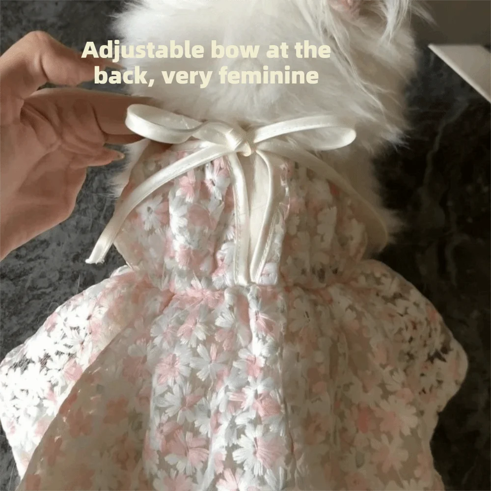 Niedliches Blumenmuster-Hundekleid, bequem, atmungsaktiv, leicht, Hundekleid, Hundekleid für Welpen – Detail 5