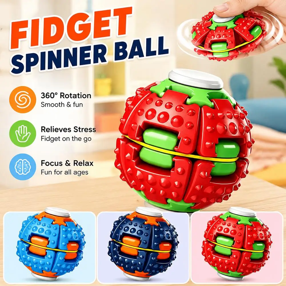 Portable Spinning Gear Fidget Ball Stress Relief Toy Relieves Stress Sensory Desktop Gadget Suitable for Adults And Children