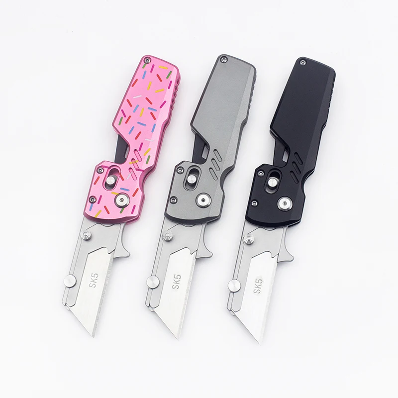 BHBT Donut-Shaped Folding Utility Knife Portable EDC Tool Outdoor Carry-On Pocket Knife for Camping Hiking