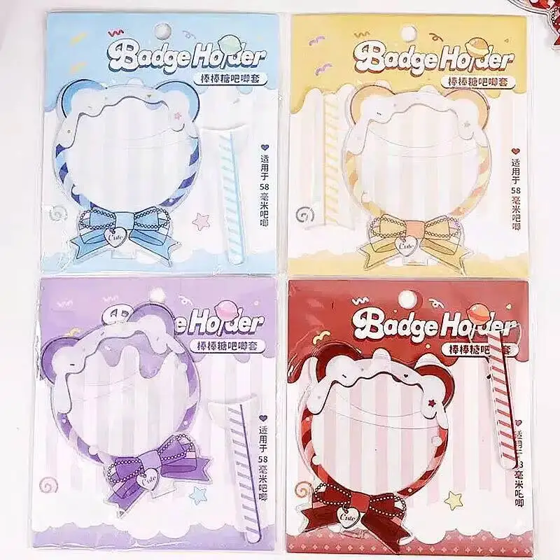 New Lollipop Badge Protective Cover Y2K Ita Bag Decoration Protect Accessories Handheld Clear DIY Display Sleeve For 58-60mm Pin