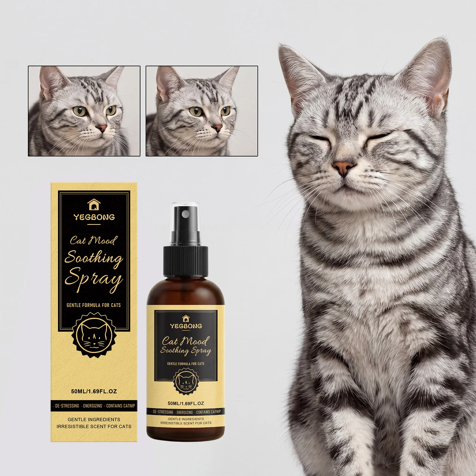 Cat Calming Spray Natural Anti-Stress Cat Mood Soothing Anxiety Relief Reduces Furniture Scratching Urine Marking Pet Calm Spray