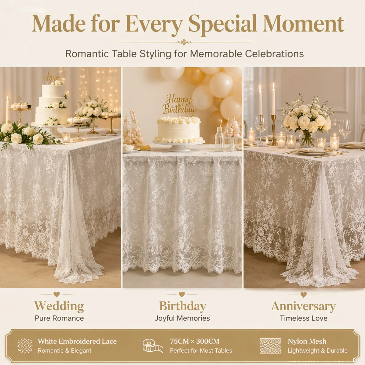 White Floral Lace Table Runner - đánh giá và giá Christmas Table Runner