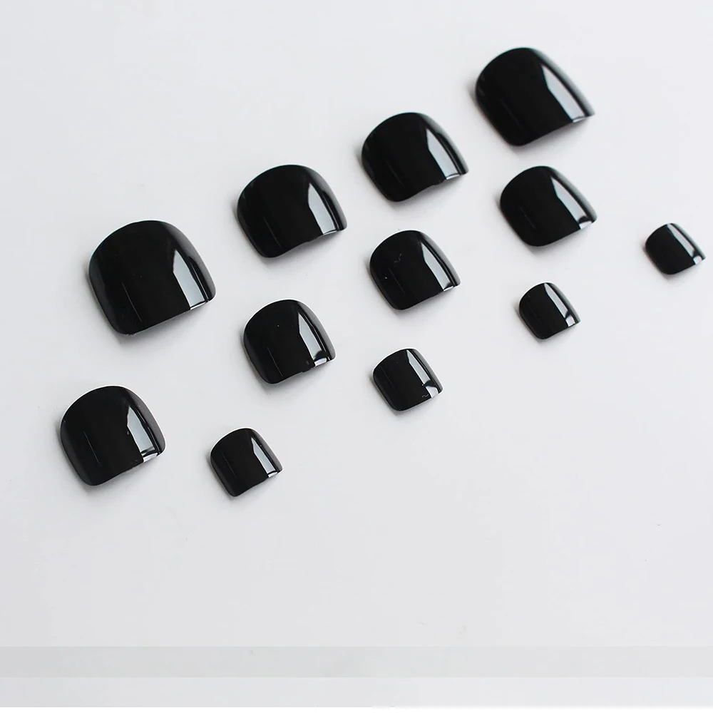 24 PCS Red/White/Black/Yellow/Wine Red Toenails Fake Toe Nails Natural  -Solid Color Square Press on Toenails Short