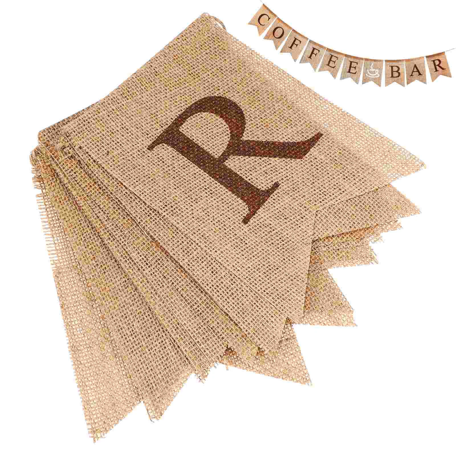 Banner Props Swallowtail Letter Banners Coffee Pull Flag Pattern Rustic Linen Gathering Bar Party Decor