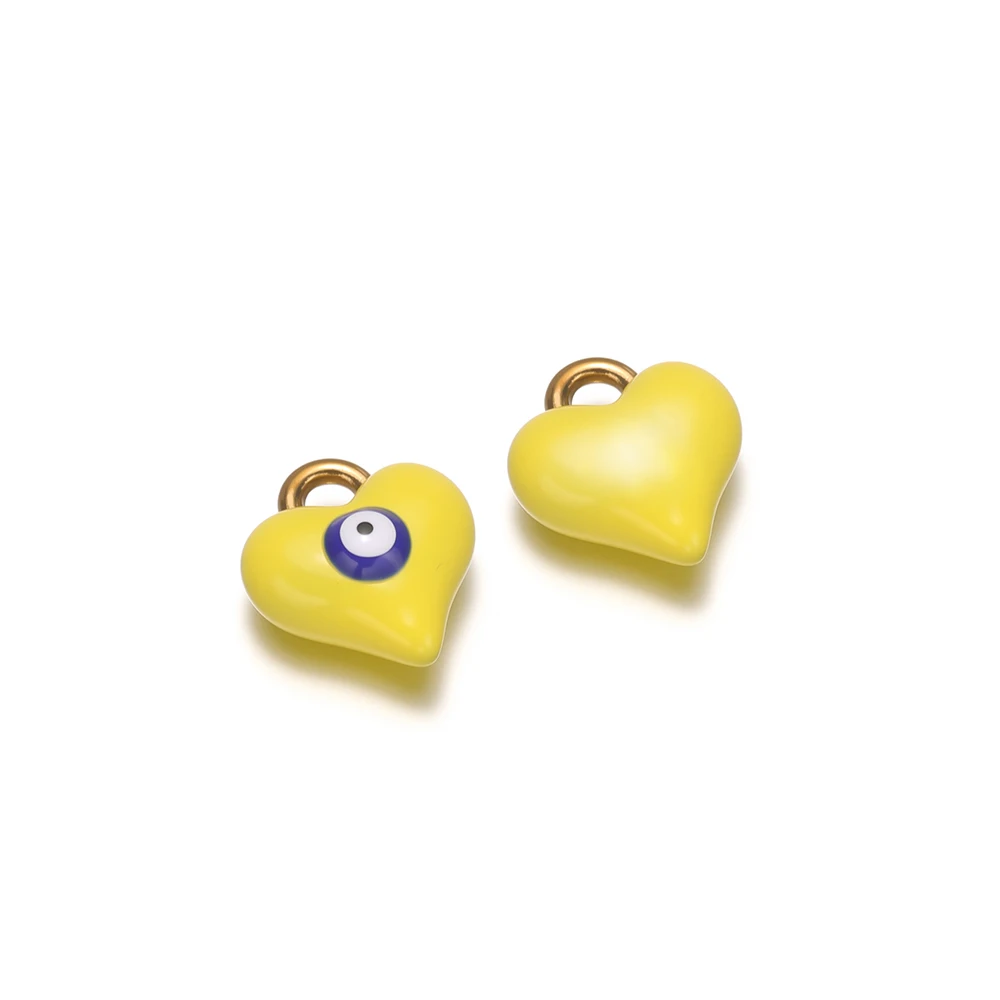 5pcs Stainless Steel Enamel Heart Eyes Charms Bohemian Necklaces Pendants for DIY Bracelet Earrings Making Kids Jewelry Findings