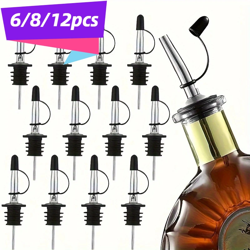 6/8/12 Pieces of Stainless Steel Liquid-Dispensing Devices, with Rubber Dust-Proof Covers