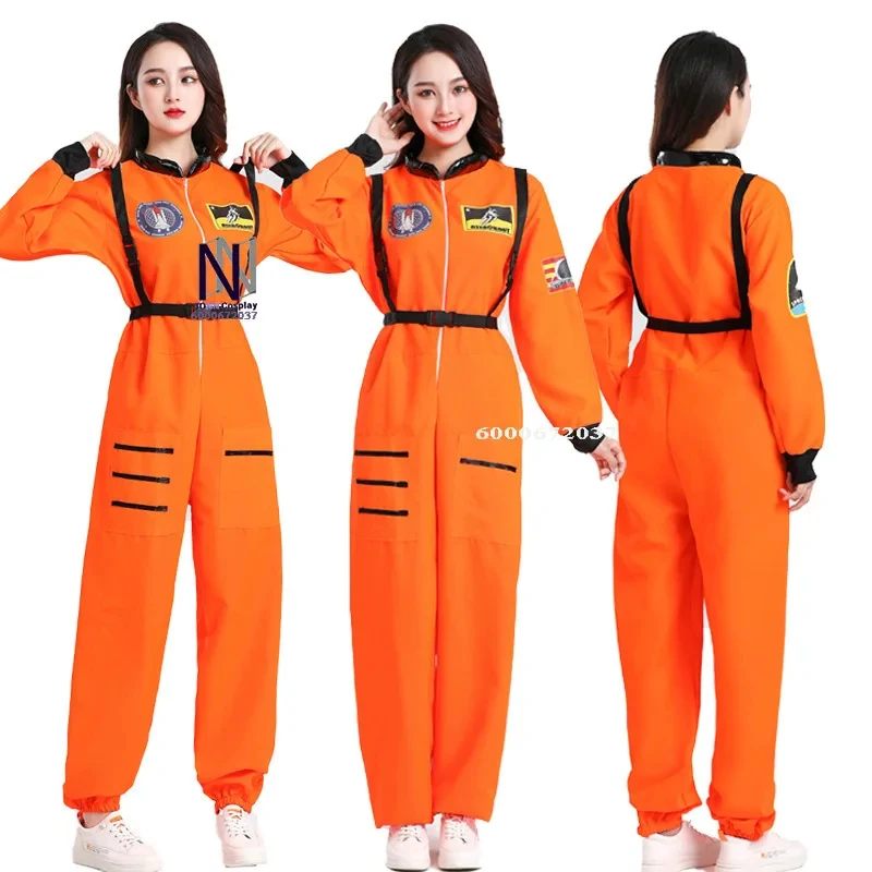 

ABC123Adults' Astronaut Costume - Men Women Couple Space Suit, White Zipper Jumpsuit for Role Play Carnival (XS-3XL)x,3;b'2.