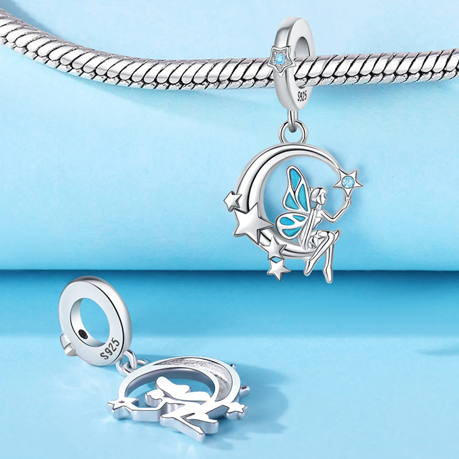 

Серебряные шармы 925 пробы: блестящие циркониевые бусины в форме луны, светящиеся звездные подвески для оригинальных браслетов, женские украшения для самостоятельного изготовления, изысканный подарок