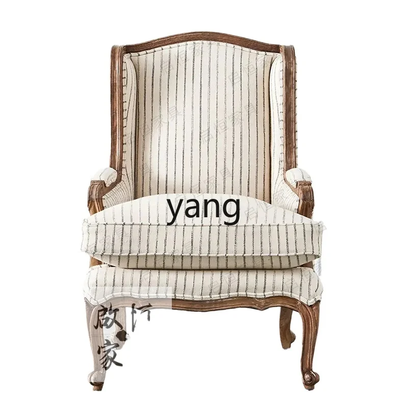 

CX solid wood old sofa chair retro fabric living room armchair