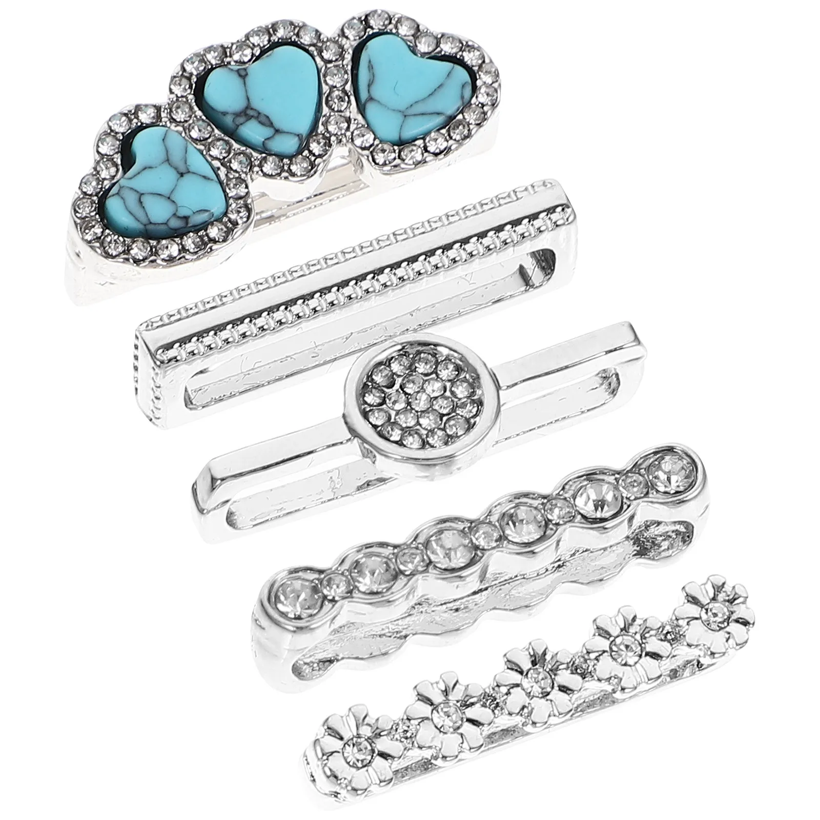 5Pcs High Hardness Alloy Watch Charm Decoration Set Easy Attach Remove for Most Silicone Watch Bands Smartwatch Strap Ring Loops