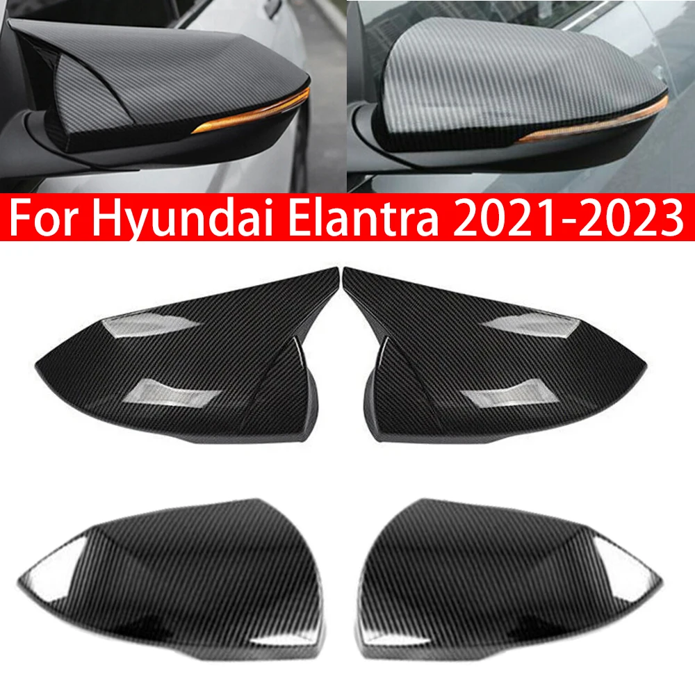 

For Hyundai Elantra 2021-2023 Car Rearview Side Mirror Cover Wing Cap Exterior Sticker Door Rear View Case Trim Carbon Fiber