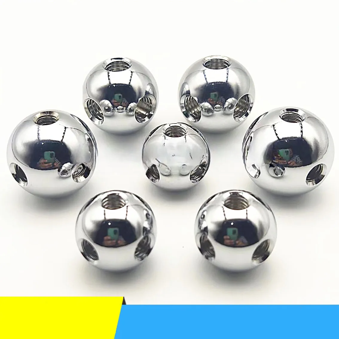 1PCS Three Way Six Hole Threaded Ball 20/25mm* M6/M8 Stainless Steel Threaded Steel Ball Display Cabinet Connection Ball