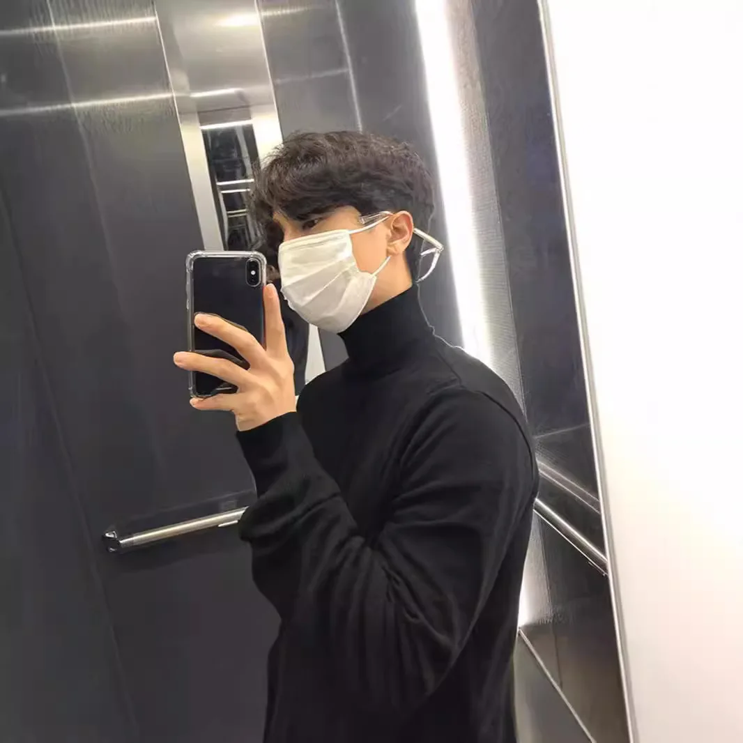 Autumn High Neck Core-Spun Lightweight Breathable Long Sleeve Knit Sweater Men's Casual Base Layer Top