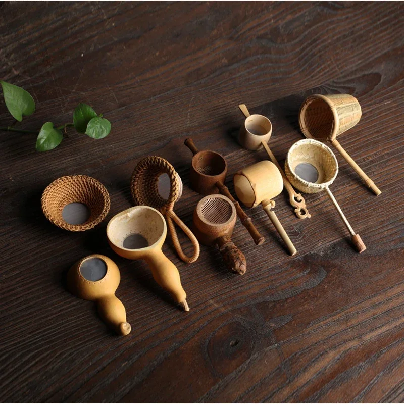 

1pcs Tea ceremony bamboo woven tea filter Meng Zong bamboo root spoon bamboo filter strainer tea set