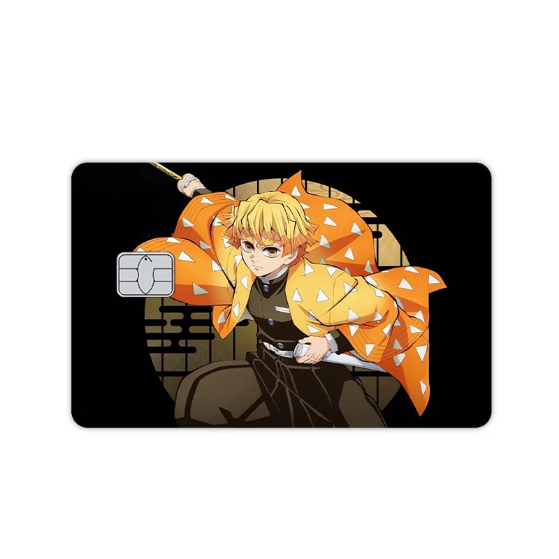 Figurka anime Cartoon Agatsuma Zenitsu Kamado Nezuko, naklejki na karty z PVC, naklejki na karty kredytowe/debetowe DIY, naklejki na karty, zabawka