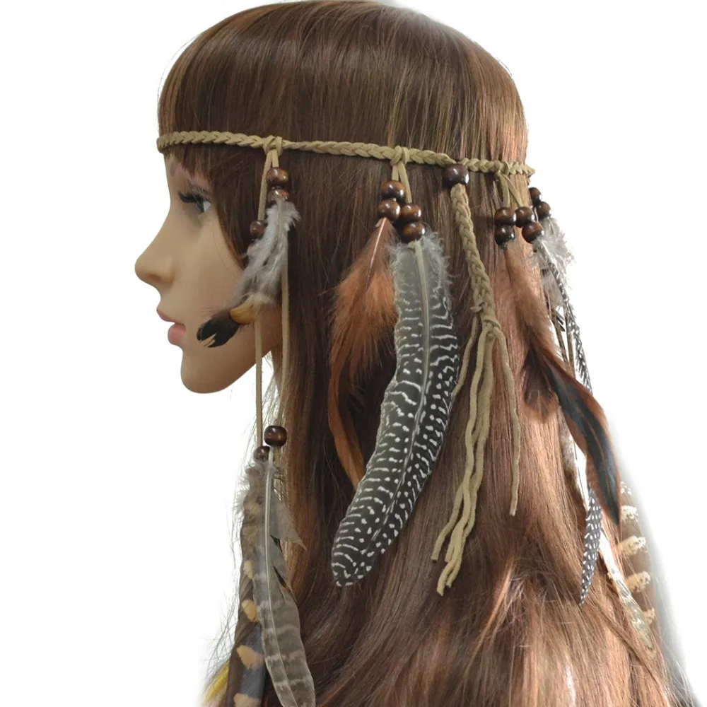 Tribal Hair Rope Hair Accessories Feather Tassel Headband Tribal Hair Rope Hippie Rope Boho Tassel