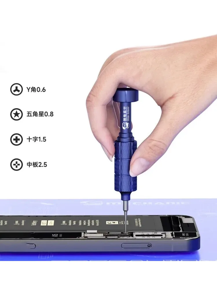 Zestaw wkrętaków Mechanic Blue Armor 5 w 1, magnetyczny, antypoślizgowy, do demontażu iPhone 17, telefonów Android, dolnych i wewnętrznych elementów. — zdjęcie 2