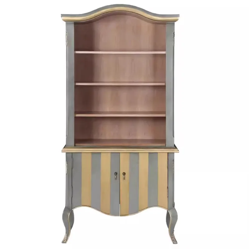 

French living room retro decorative cabinet neoclassical solid wood carving foyer