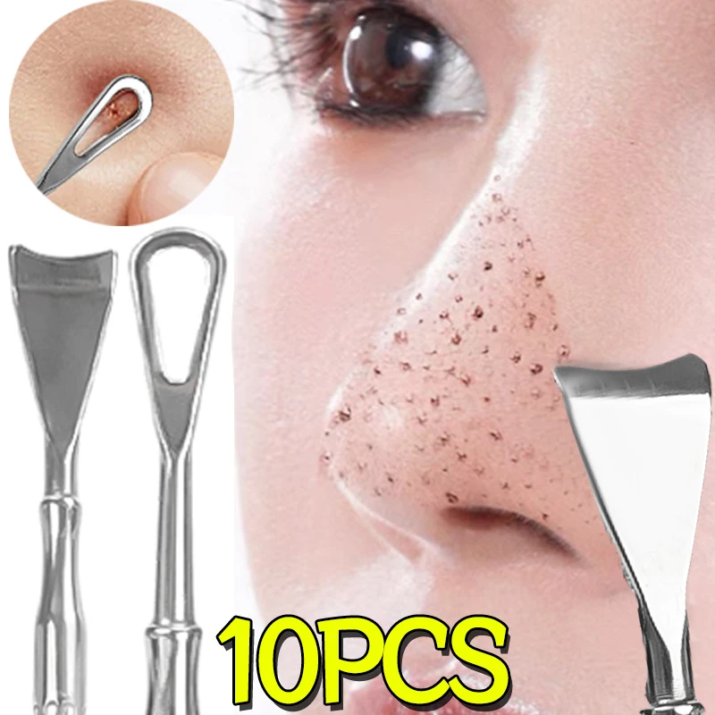 Stainless Steel Blackhead Acne Push Double-Headed Acne Needle Face Scraping Cleaning Flat Pusher Dead Skin Removal Nasal Pusher