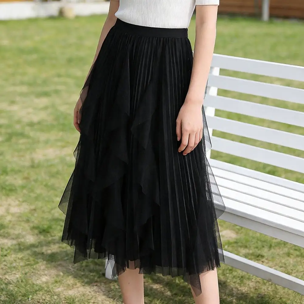 High Waisted Skirt A-line Tulle Skirt Women’s Tulle Skirt High Waist Elastic A-line Maxi Layered Tiered Flowy Fairy Midi