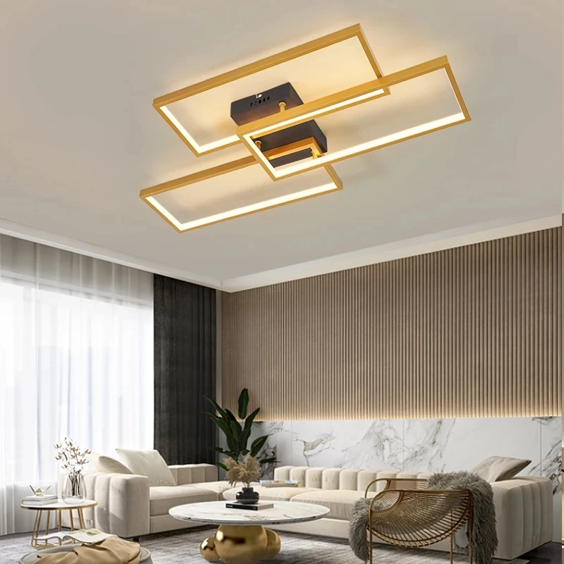 NEO Gleam Rectangle Black/White Color Modern Led Chandelier for living room bedroom 110V 220V deco Dimmable Ceiling Chandelier