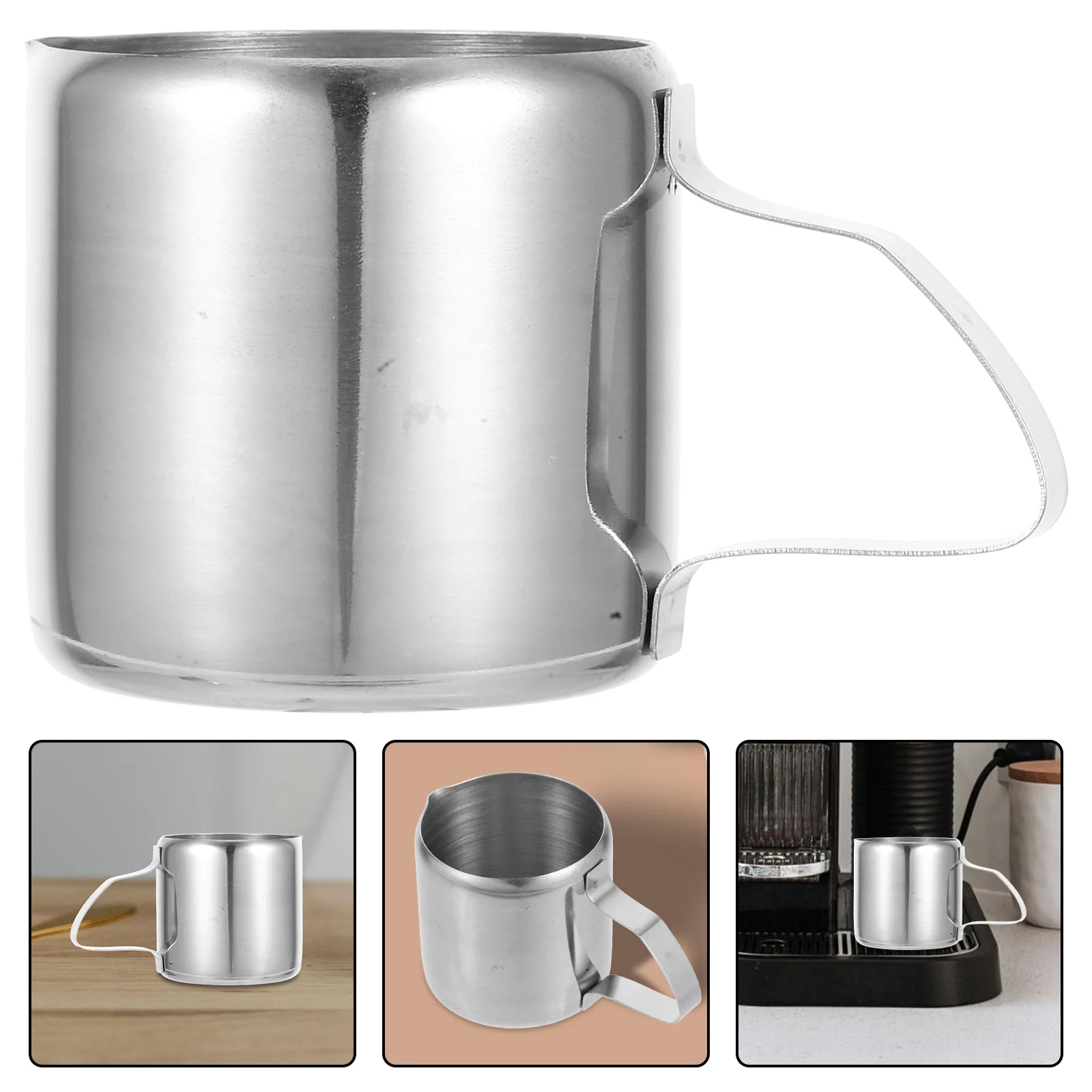 

2Pcs Stainless Steel Milk Frothing Pitcher Coffee Espresso Latte Art Frother Cup Portable Handle Milk Jug Frothing Mug