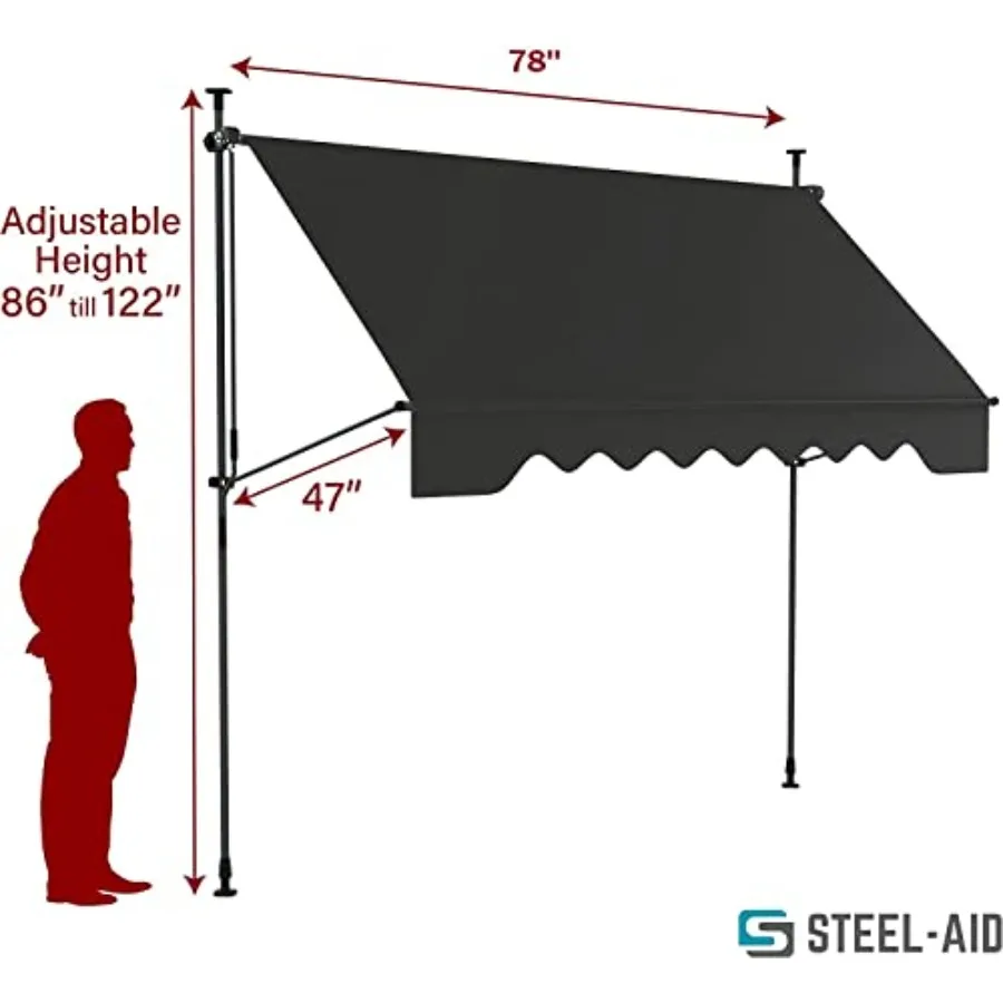 Outdoor Window/door Sun Shade 78 Manual Retractable Awning UV-protective 100 Polyester Canopy Adjustable Pergola Cover Beige