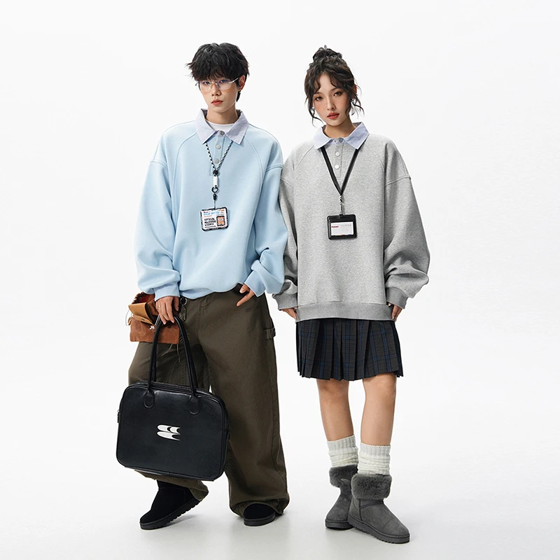 

Couple Outdoor Mountaineering and Hiking Top Fashionable Trendy Vacation Two Loose Comfortable Collar Versatile Hoodie T-shirt