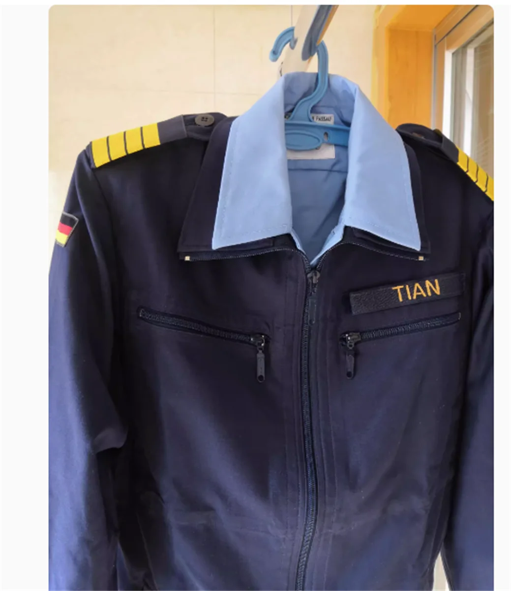 Versione militare tedesca originale-giacca/camicia/cappotto blu scuro con toppa per spalla di rango militare blu scuro