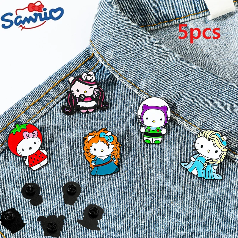 

Sanrio Hello Kitty Cute Princess Shape Metal Brooch Kitty Cosplay Figure Alloy Drop Oil Brooch Accessorize Kids Bag Decoration