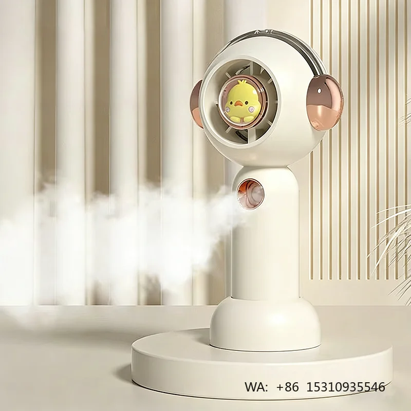 2026 New Cartoon Handheld Mist Fan USB Rechargeable Portable Pocket Humidifier Fan Mini Outdoor Travel Camping Car