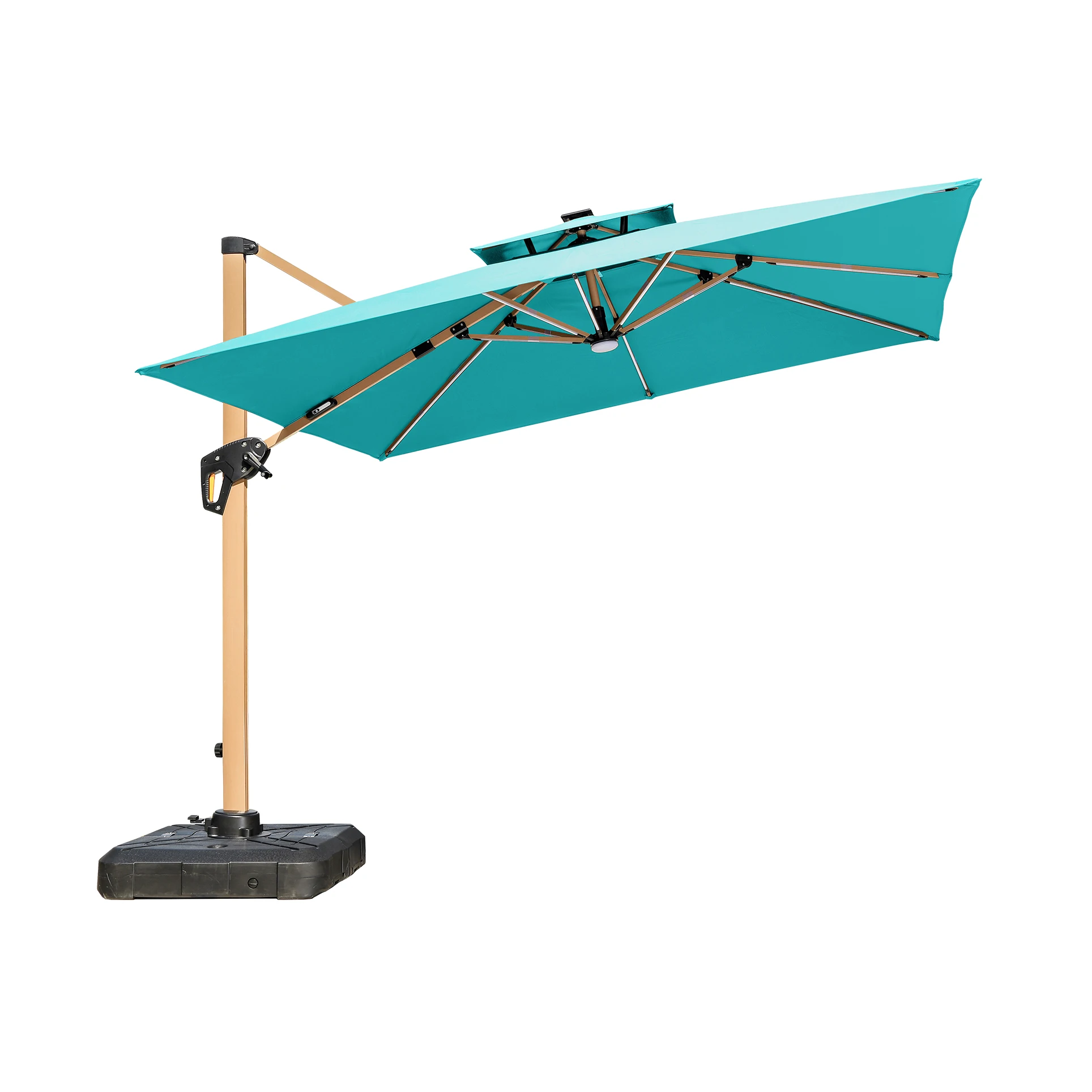

[280 Grams Canopy Polyester]Garden/Hotel/Courtyard/Pub/Patio/Outdoor Parasol 5 Fabric Colors Options Solar Power Light Umbrella