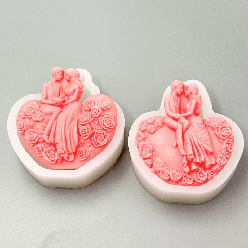 

Groom Bride Silicone Candle Mould DIY Love Rose Romantic Design Human Plaster Resin Molds Wedding Home Decoration