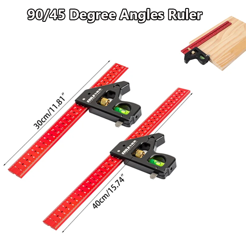 

Heavy Duty Woodworking Combination Angles Ruler Aluminum Alloy Ruler 90/45 Degree Adjustable Angles Gauges Measuring Tool