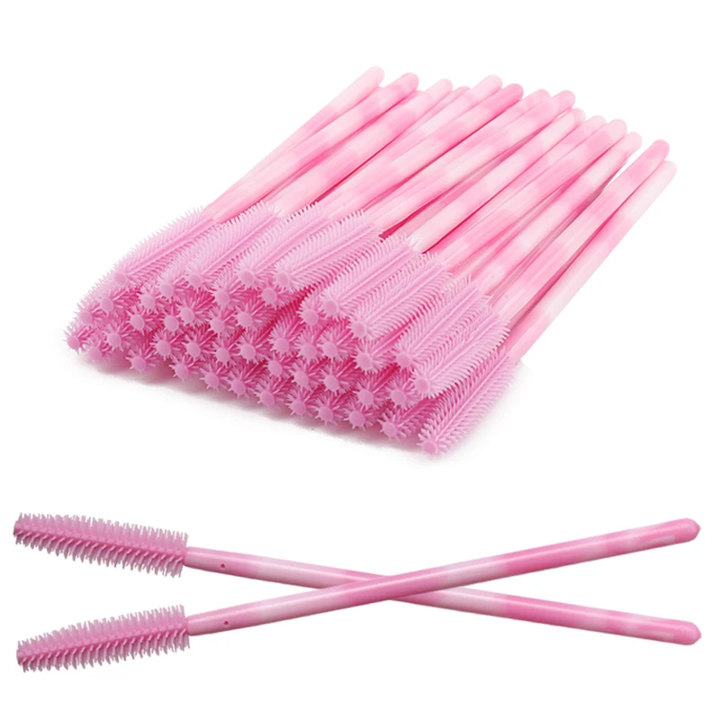 50 Teile/paket Einweg Silikon Wimpern Pinsel Regenbogen Wimpern Make-Up Pinsel Mascara Wands Microbrush Wimpern Verlängerung Werkzeug – Detail 7