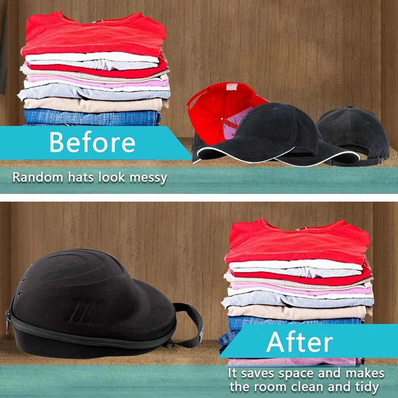 حافظة قبعة صلبة لقبعات البيسبول، وحقيبة سفر لحامل القبعة وحزام كتف قابل للتعديل، وحقيبة حامل منظم للقبعة