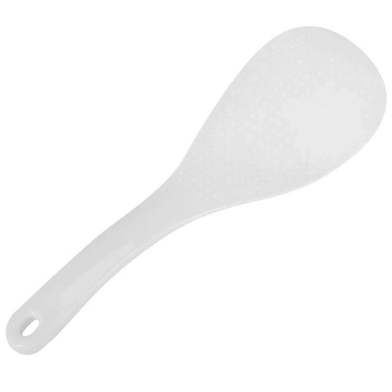 HOT Kitchen Dotted White Plastic Flat Rice Scoop Paddle Meal Spoon