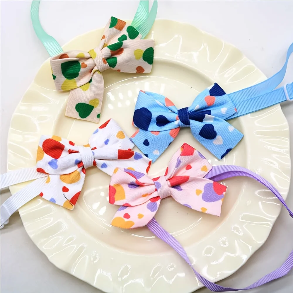 30PCS Sweet Heart Pattern Pet Bow Collar – Adjustable Cute Dog Bow Ties Accessory for Maltese, Yorkie & Small Pet Daily Wear - view 6