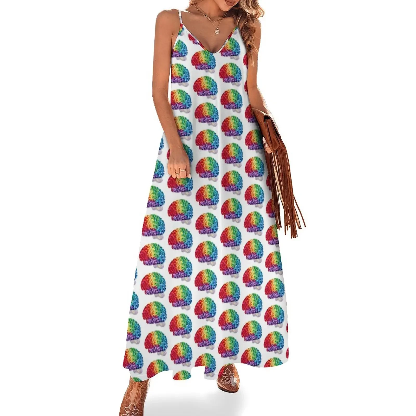 

Square the Circle - Embroidered Look - Rainbow Brain by Laurabund Sleeveless Dress dresses summer luxury dresses Woman fashion