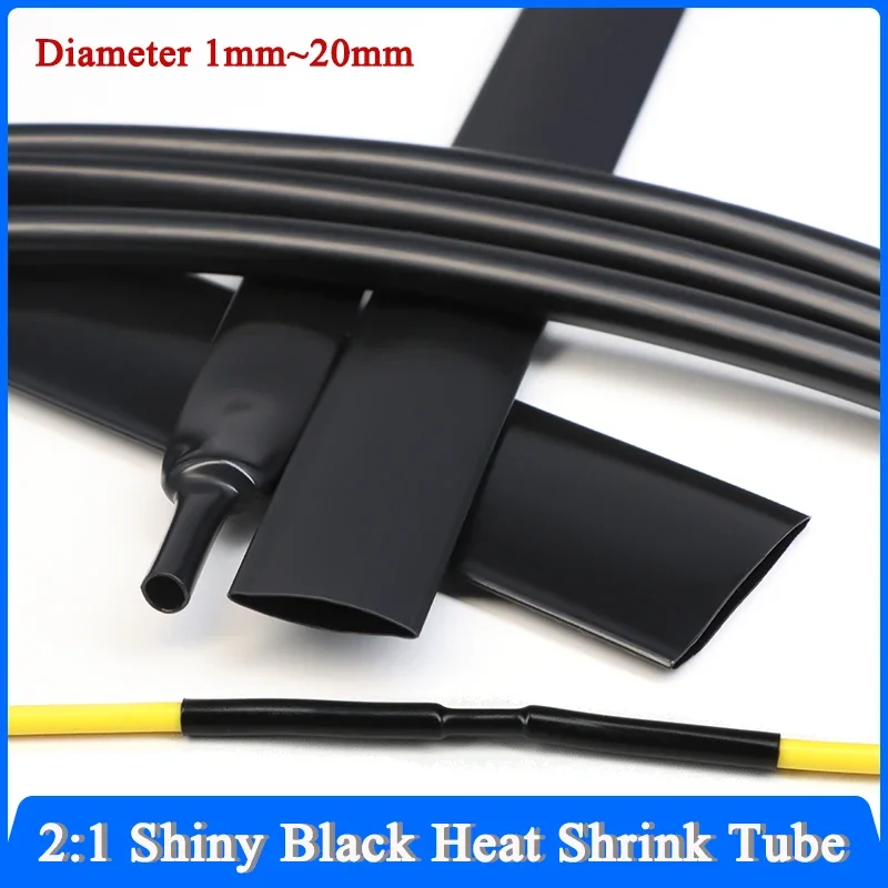 1 ~ 20 متر 2:1 أسود ضياء 1 مللي متر ~ 20 مللي متر مرنة لامعة الحرارة يتقلص أنبوب كابل كم المهنية الصوت سماعة خط سلك حامي