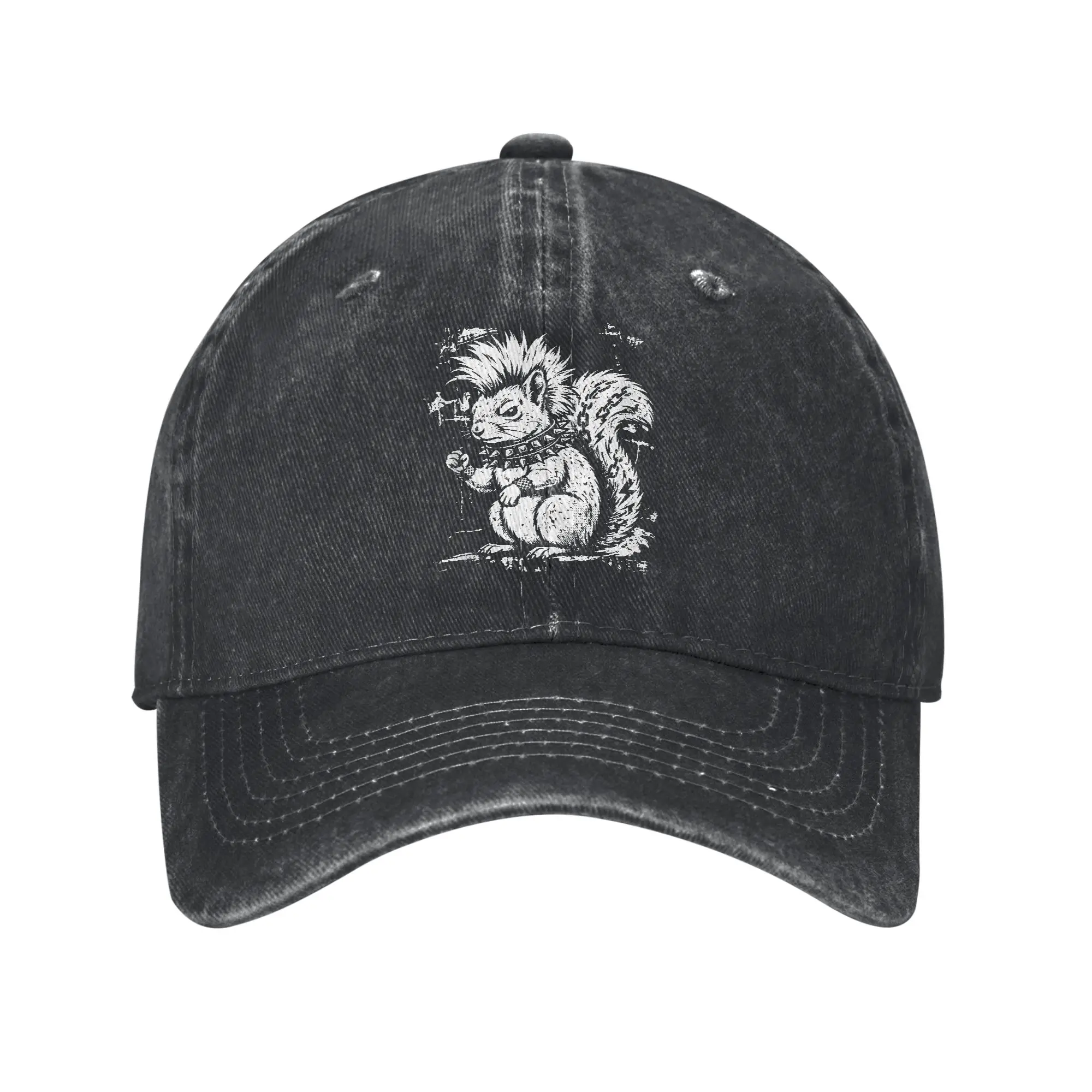 Punk Squirrel Grunge Y2K Goth Funny Casual Baseball Cap  Hiking Fishing Hip Hop Hats Summer Adjustable Unisex Men  Baseball Caps