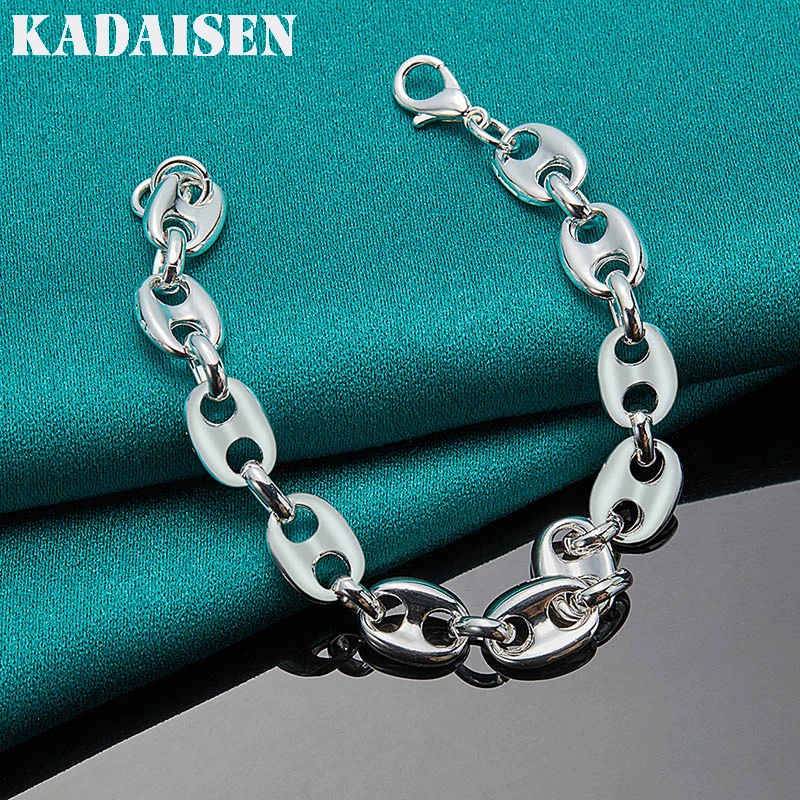 925 Sterling Silber Schweinenasen-Kettenarmband für Damen und Herren, modischer Schmuck für Hochzeiten und Partys – Detail 4