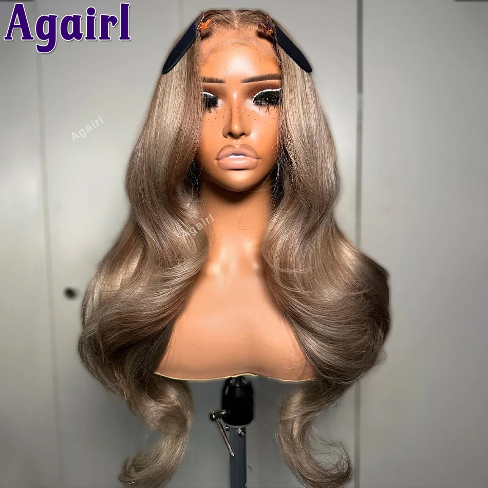 Graue asch blonde 13x4 bereit gehen Echthaar Perücken transparent 13x6 Spitze Frontal Body Wave Perücke vor gezupft 6x4 Verschluss Perücken für Frauen