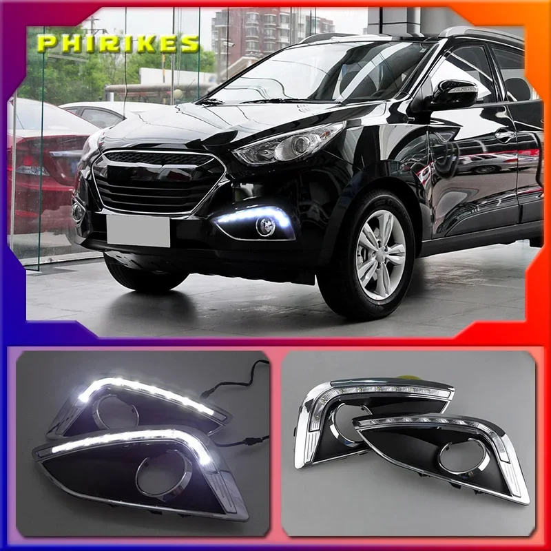 

For Hyundai IX35 2010-2013 Daytime Running Light With Fog Lamp Hole SNCN Super Brightness Waterproof ABS Car DRL LED