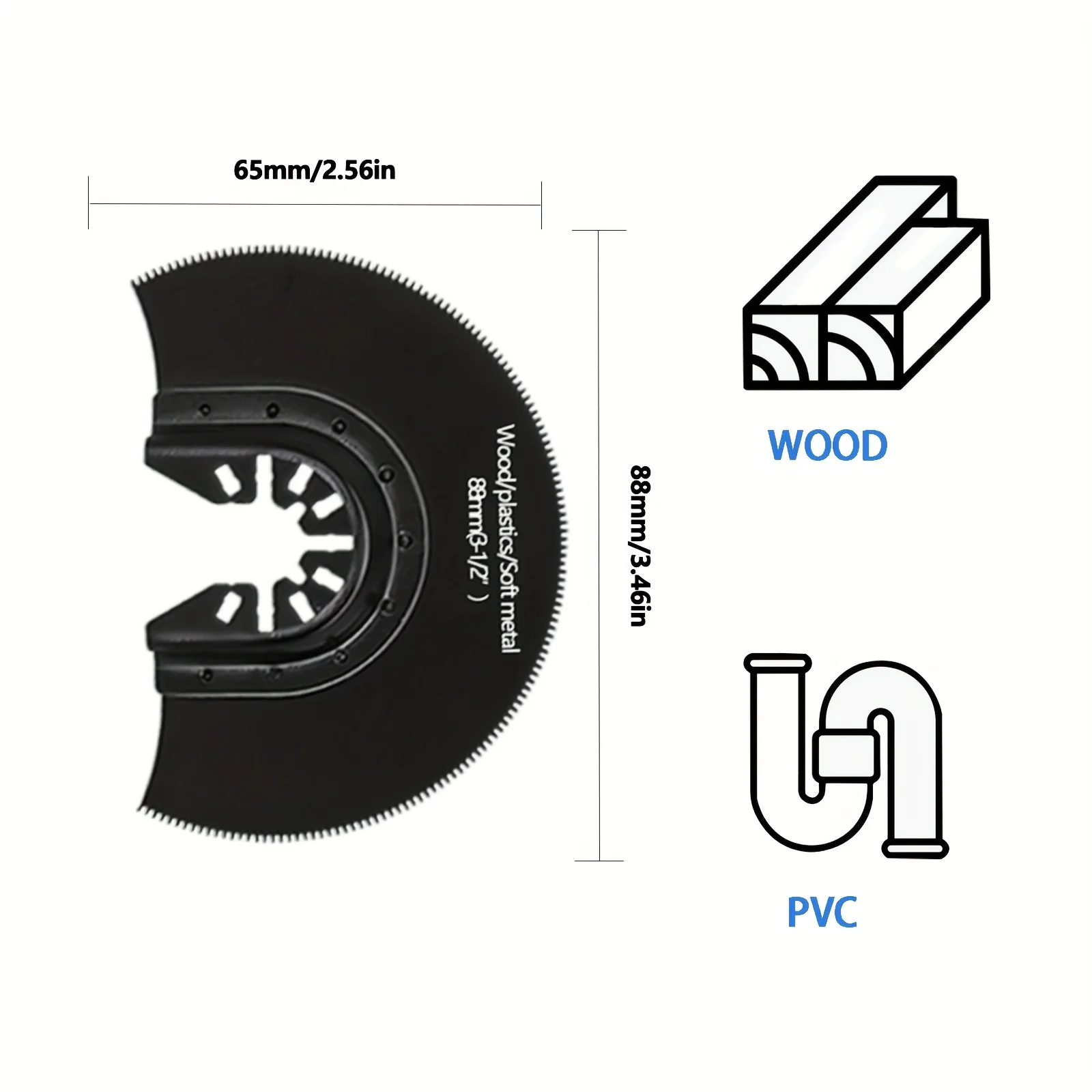 Lâmina de serra segmentada oscilante, semicircular, HCS, corte nivelado, multitool, 5pcs, 88mm