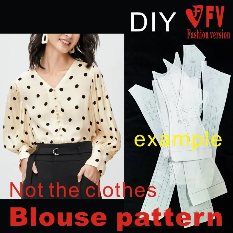 Ladies retro puff sleeve shirt pattern clothing cutting structure drawing 1:1 pattern shop BCY-127